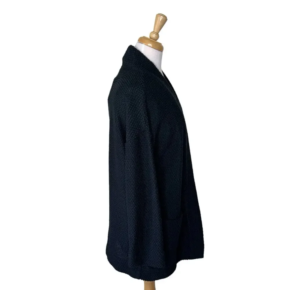 Marine Layer Women's Birdseye open-front cardigan sweater Black  Size Small